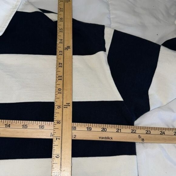 Forever 21 Navy & White Striped Crop Polo Shirt Womens L - Picture 6 of 6
